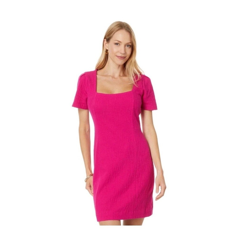 NWT Lilly Pulitzer Brinley Stretch Shift Dress Mystique Pink Wavy Knit Jacquard